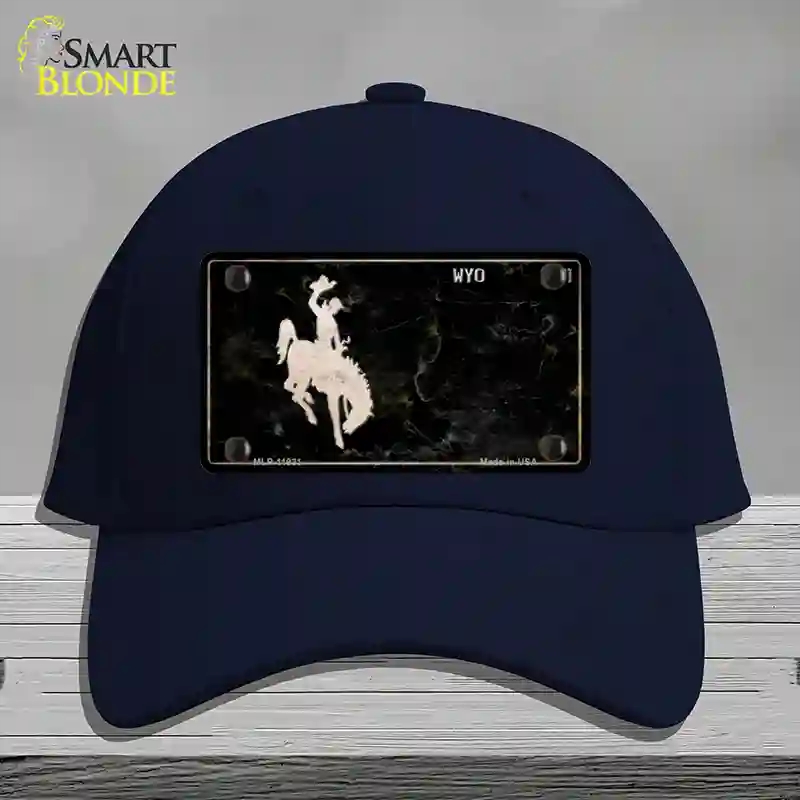 HAT20-MLP-11931 Wyoming Black Rusty Novelty License Plate Hat, Cotton - Navy