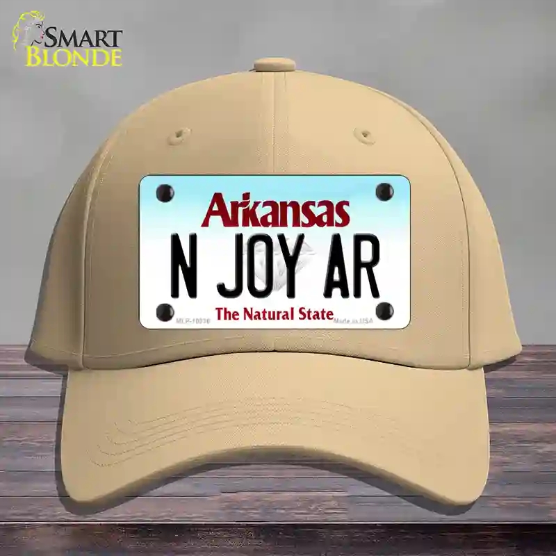 HAT22-MLP-10036 N Joy AR Arkansas Novelty License Plate Hat, Cotton - Khaki