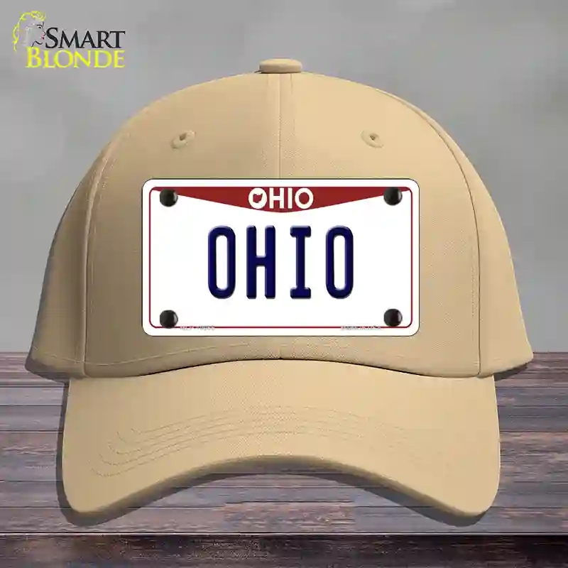 HAT22-MLP-10065 Ohio Maroon Novelty License Plate Hat, Cotton - Khaki