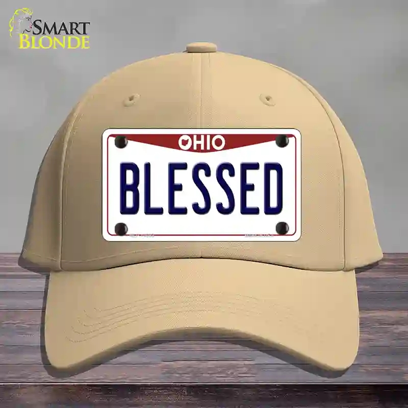 HAT22-MLP-10093 Blessed Ohio Novelty License Plate Hat, Cotton - Khaki