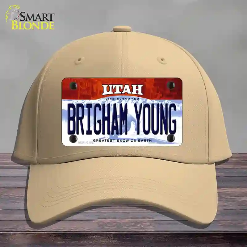 HAT22-MLP-10199 Brigham Young Utah Novelty License Plate Hat, Cotton - Khaki