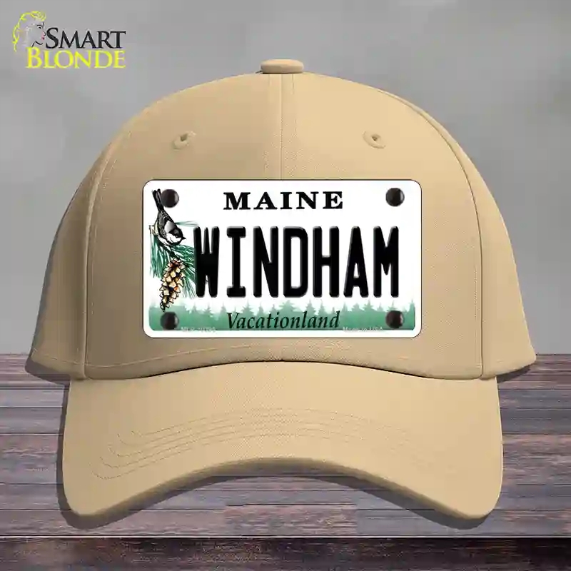 HAT22-MLP-10396 Windham Maine Novelty License Plate Hat, Cotton - Khaki