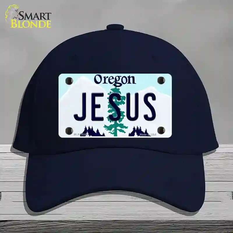 HAT20-MLP-10368 Jesus Oregon Novelty License Plate Hat, Cotton - Navy