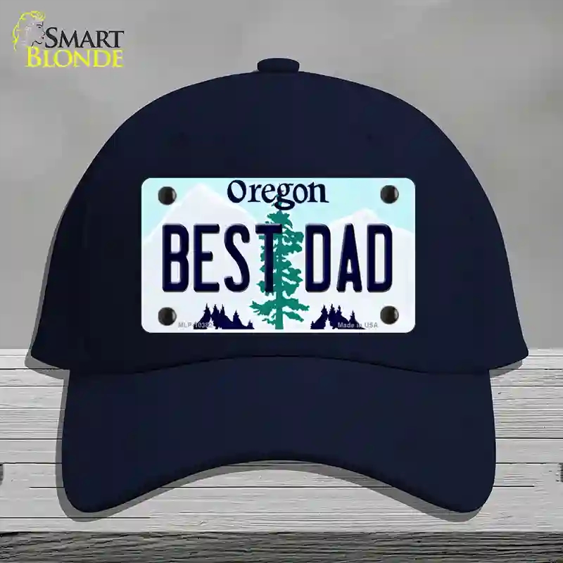 HAT20-MLP-10382 Best Dad Oregon Novelty License Plate Hat, Cotton - Navy