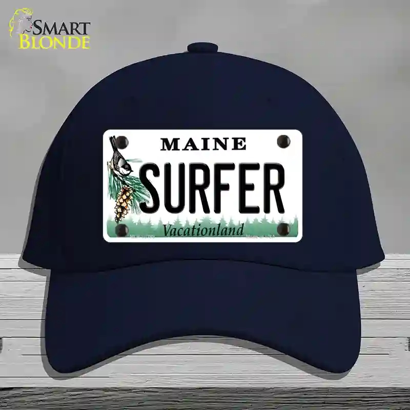 HAT20-MLP-10399 Surfer Maine Novelty License Plate Hat, Cotton - Navy