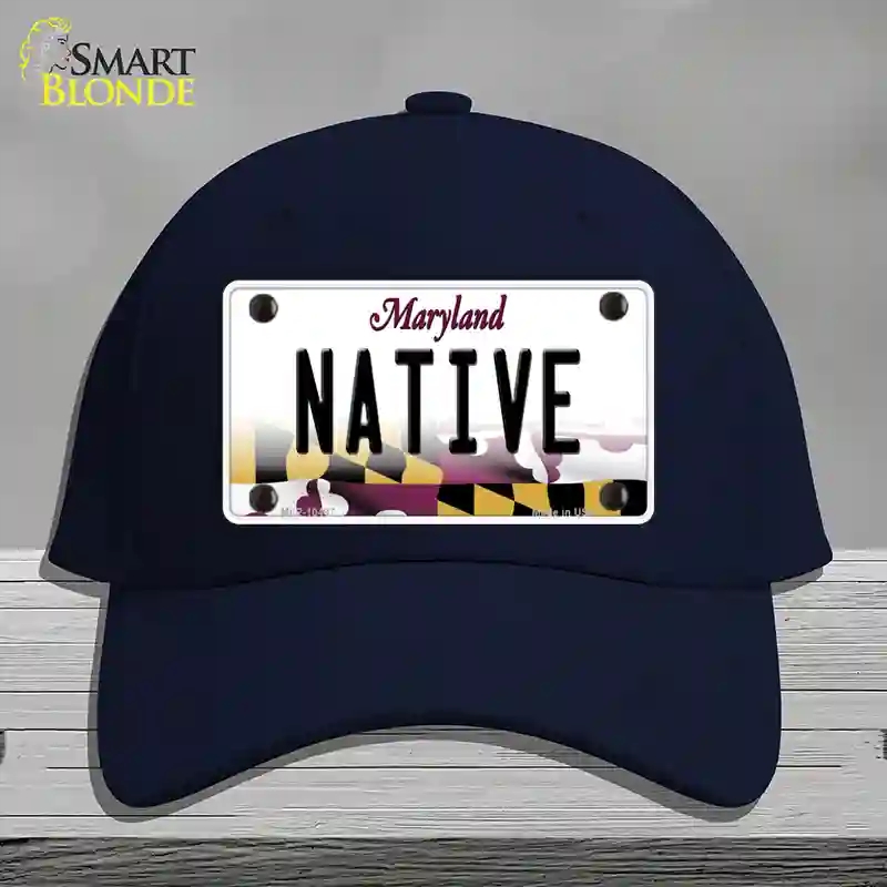 HAT20-MLP-10497 Native Maryland Novelty License Plate Hat, Cotton - Navy
