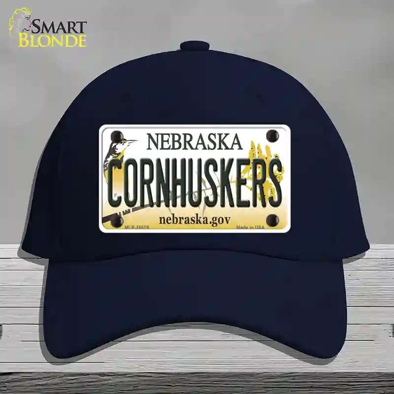 HAT20-MLP-10579 Cornhuskers Nebraska Novelty License Plate Hat, Cotton - Navy