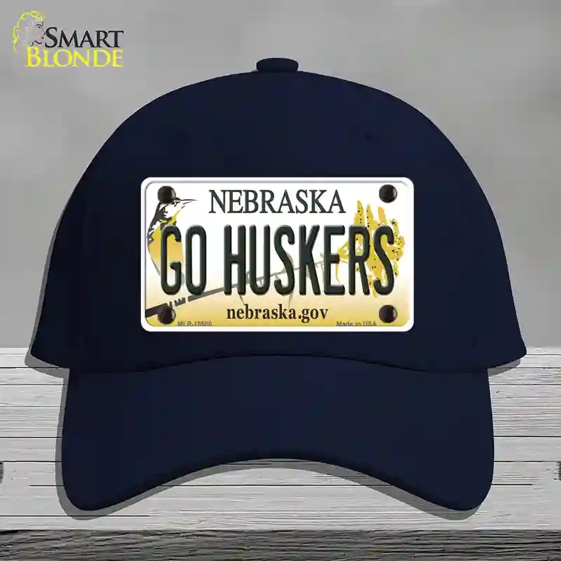 HAT20-MLP-10580 Go Huskers Nebraska Novelty License Plate Hat, Cotton - Navy