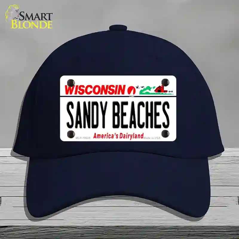 HAT20-MLP-10630 Sandy Beaches Wisconsin Novelty License Plate Hat, Cotton - Navy