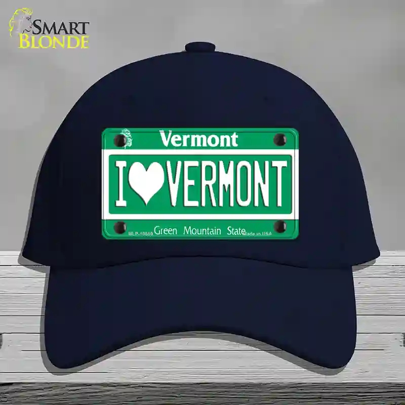 HAT20-MLP-10659 I Love Vermont Novelty License Plate Hat, Cotton - Navy