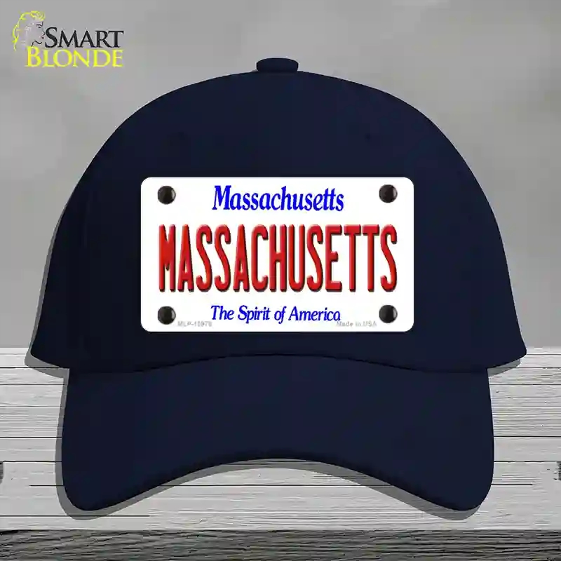 HAT20-MLP-10978 Massachusetts State Novelty License Plate Hat, Cotton - Navy