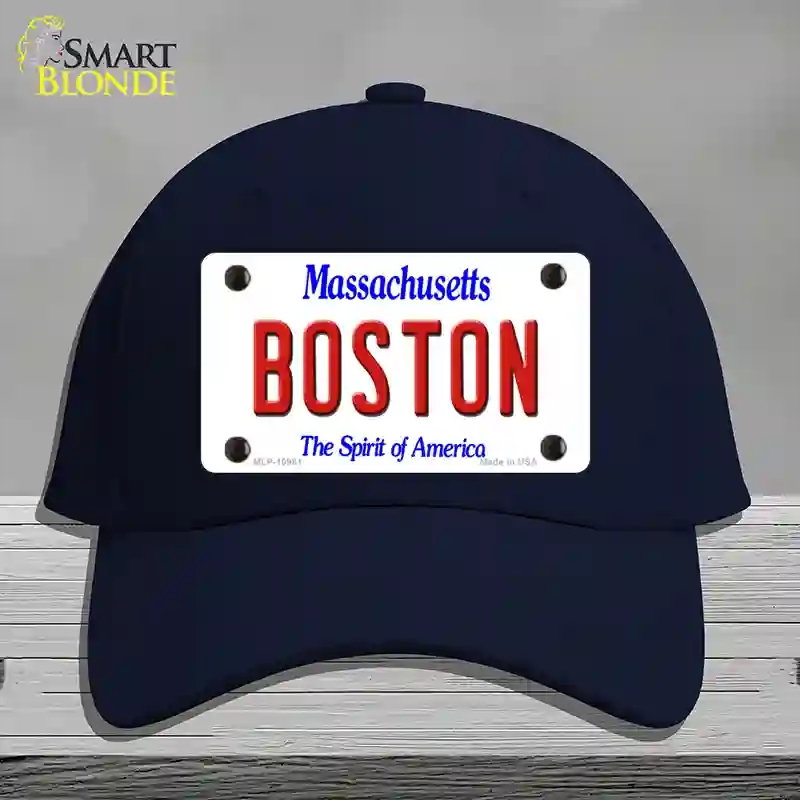 HAT20-MLP-10981 Boston Massachusetts Novelty License Plate Hat, Cotton - Navy
