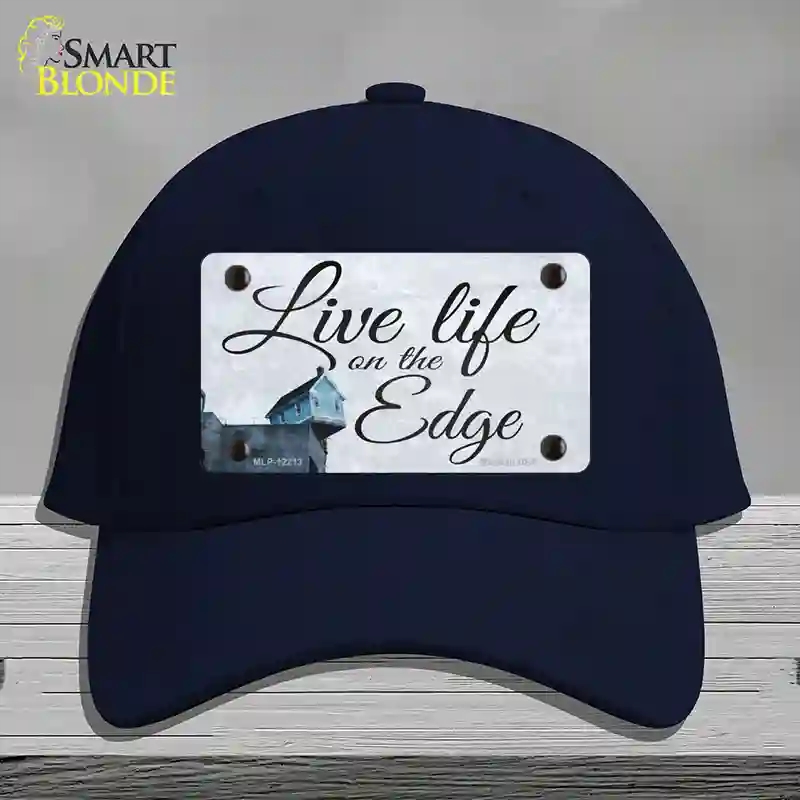HAT20-MLP-12213 Live Life on the Edge Novelty License Plate Hat, Cotton - Navy