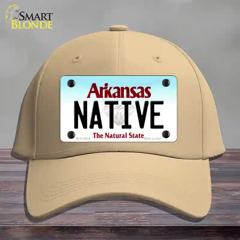 HAT22-MLP-10055 Native Arkansas Novelty License Plate Hat, Cotton - Khaki
