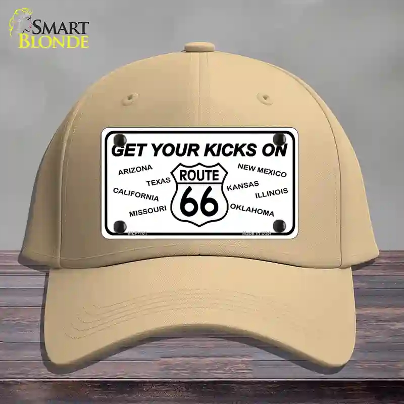 HAT22-MLP-101 Get Your Kicks on 66 Novelty License Plate Hat, Cotton - Khaki