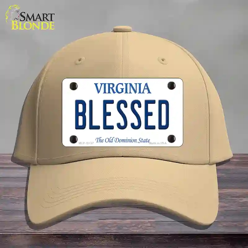 HAT22-MLP-10137 Blessed Virginia Novelty License Plate Hat, Cotton - Khaki