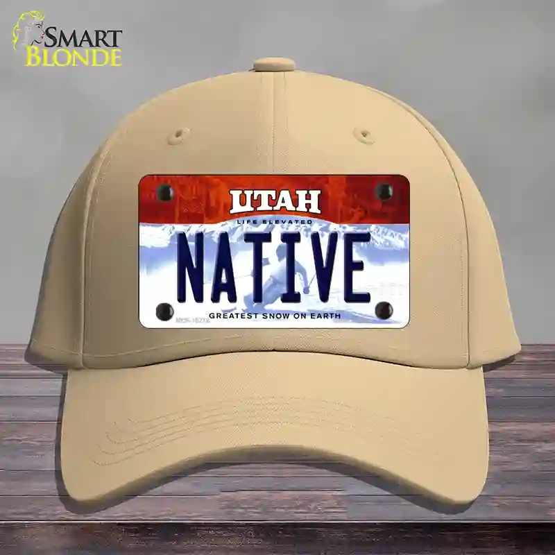 HAT22-MLP-10218 Native Utah Novelty License Plate Hat, Cotton - Khaki