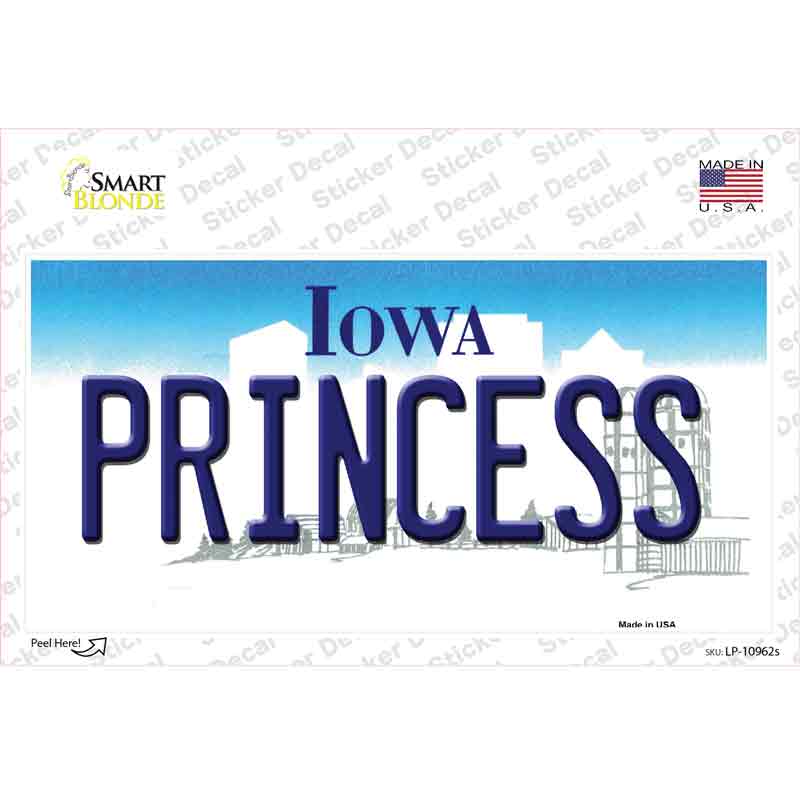 LP-10962s-M Princess Iowa Novelty Sticker Decal, Medium