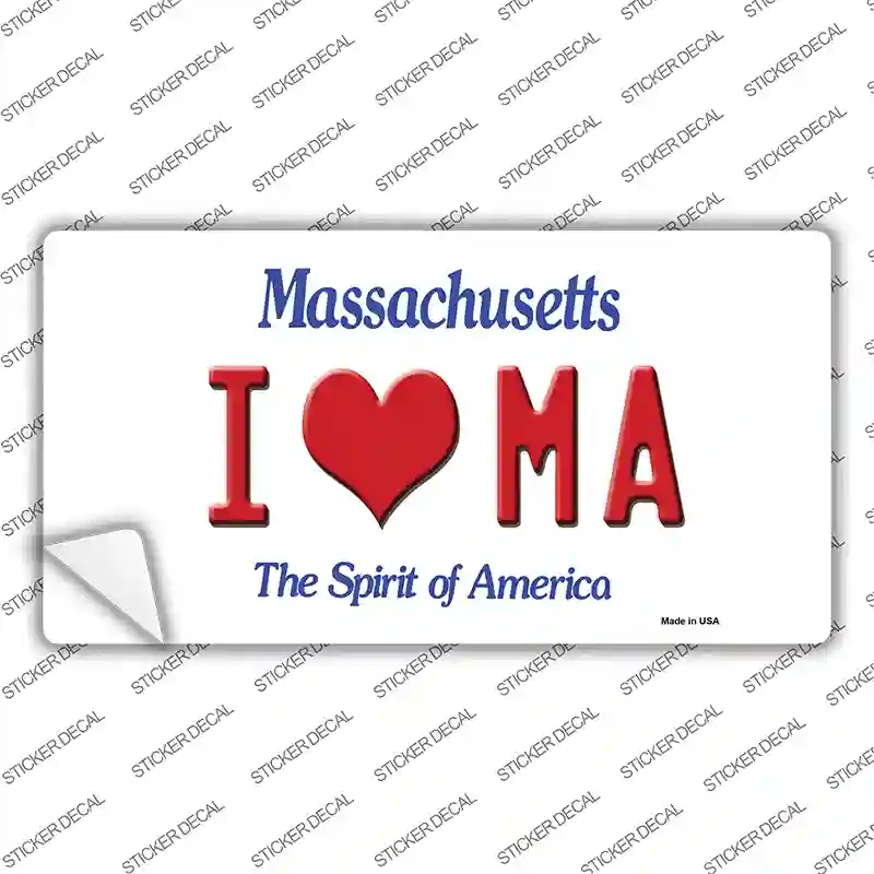 LP-10979s-XL I Love Massachusetts Novelty Sticker Decal, Extra Large