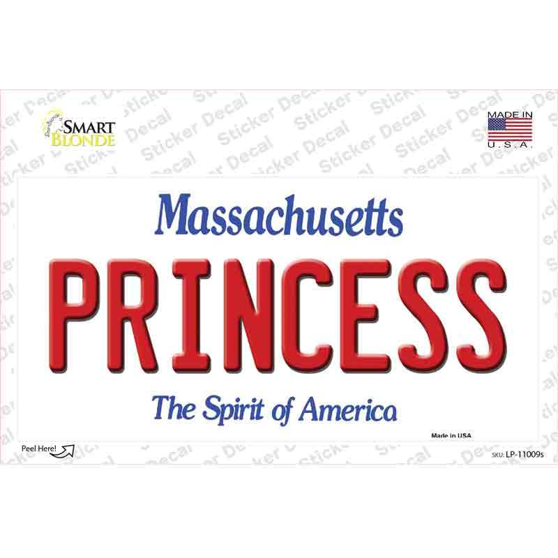 LP-11009s-M Princess Massachusetts Novelty Sticker Decal, Medium