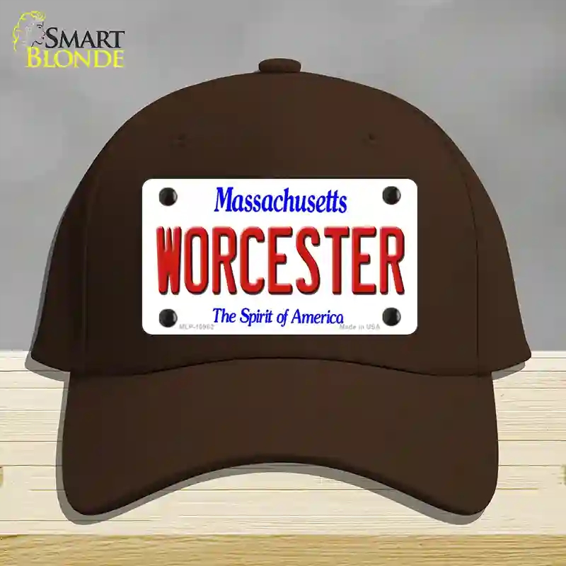 HAT24-MLP-10982 Worcester Massachusetts Novelty License Plate Hat, Cotton - Dark Brown