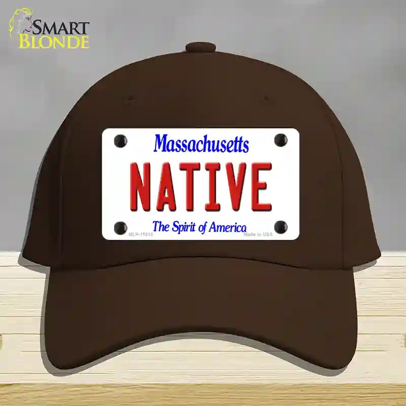 HAT24-MLP-11010 Native Massachusetts Novelty License Plate Hat, Cotton - Dark Brown