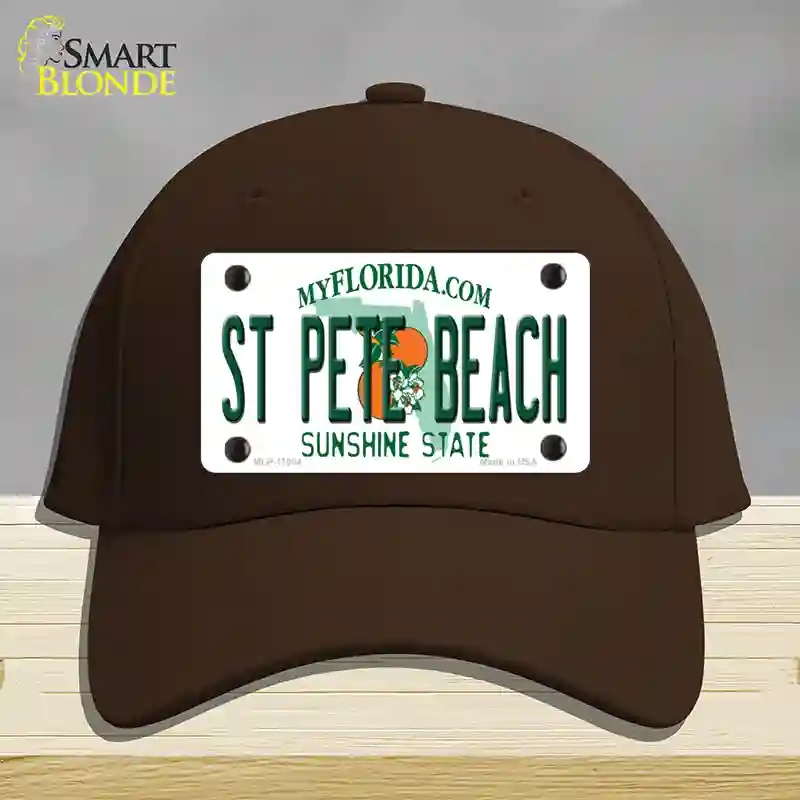 HAT24-MLP-11084 St Pete Beach Florida Novelty License Plate Hat, Cotton - Dark Brown