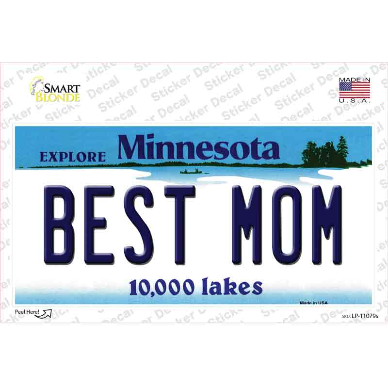 LP-11079s-M Best Mom Minnesota State Novelty Sticker Decal, Medium