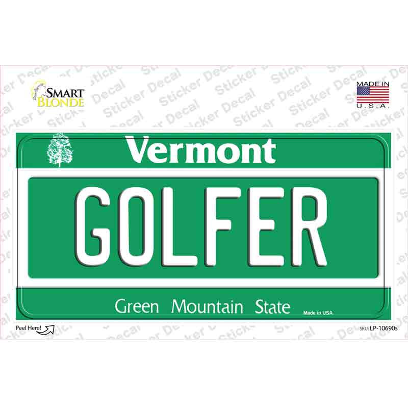LP-10690s-M Golfer Vermont Novelty Sticker Decal, Medium