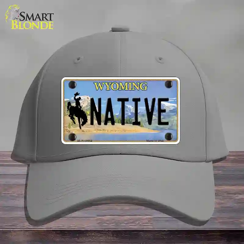 HAT23-MLP-10554 Native Wyoming Novelty License Plate Hat, Cotton - Gray