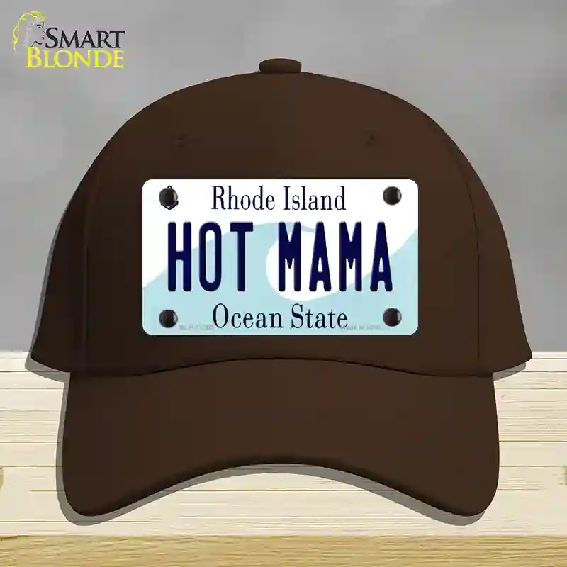 HAT24-MLP-11202 Hot Mama Rhode Island State Novelty License Plate Hat, Cotton - Dark Brown