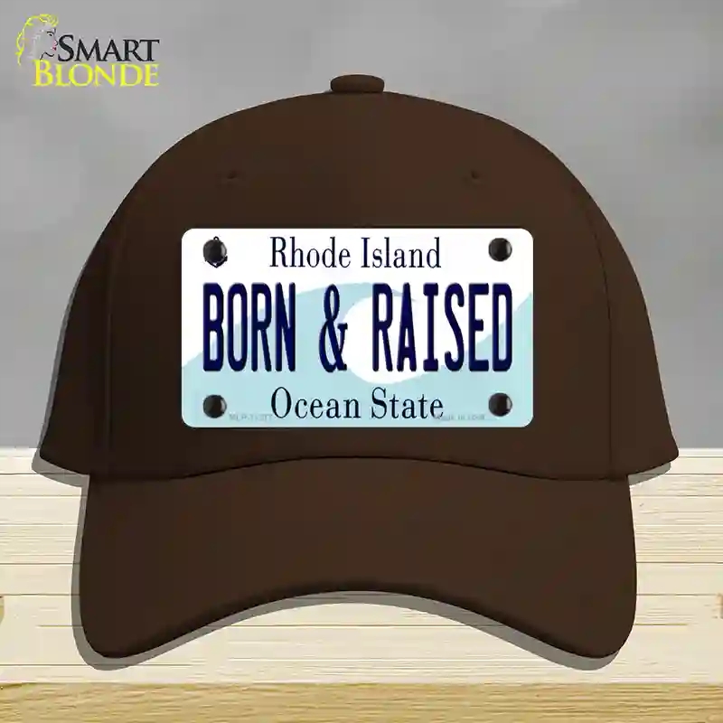 HAT24-MLP-11217 Born & Raised Rhode Island State Novelty License Plate Hat, Cotton - Dark Brown
