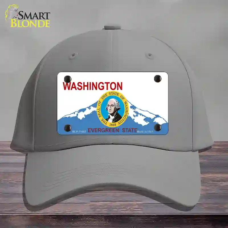 HAT23-MLP-11683 Washington Seal & State Novelty License Plate Hat, Cotton - Gray
