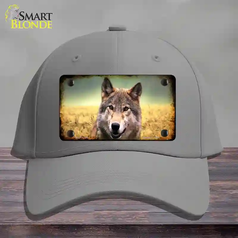 HAT23-MLP-1189 Wolf Novelty License Plate Hat, Cotton - Gray
