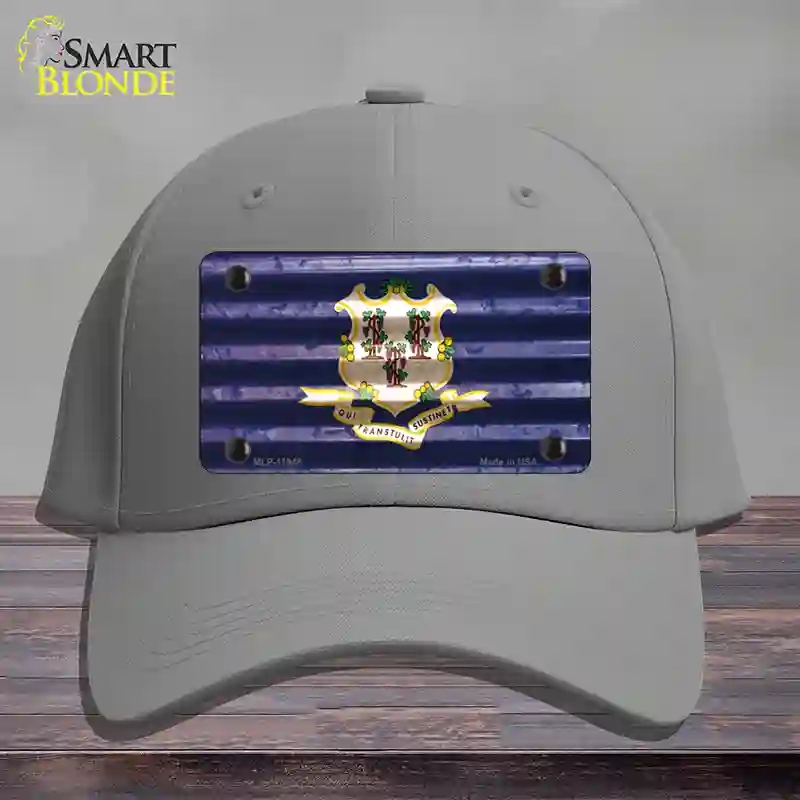 HAT23-MLP-11948 Connecticut Corrugated Flag Novelty License Plate Hat, Cotton - Gray