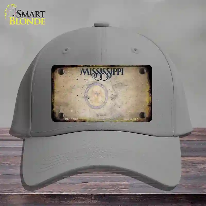 HAT23-MLP-12183 Mississippi Great Seal Rusty Blank Novelty License Plate Hat, Cotton - Gray