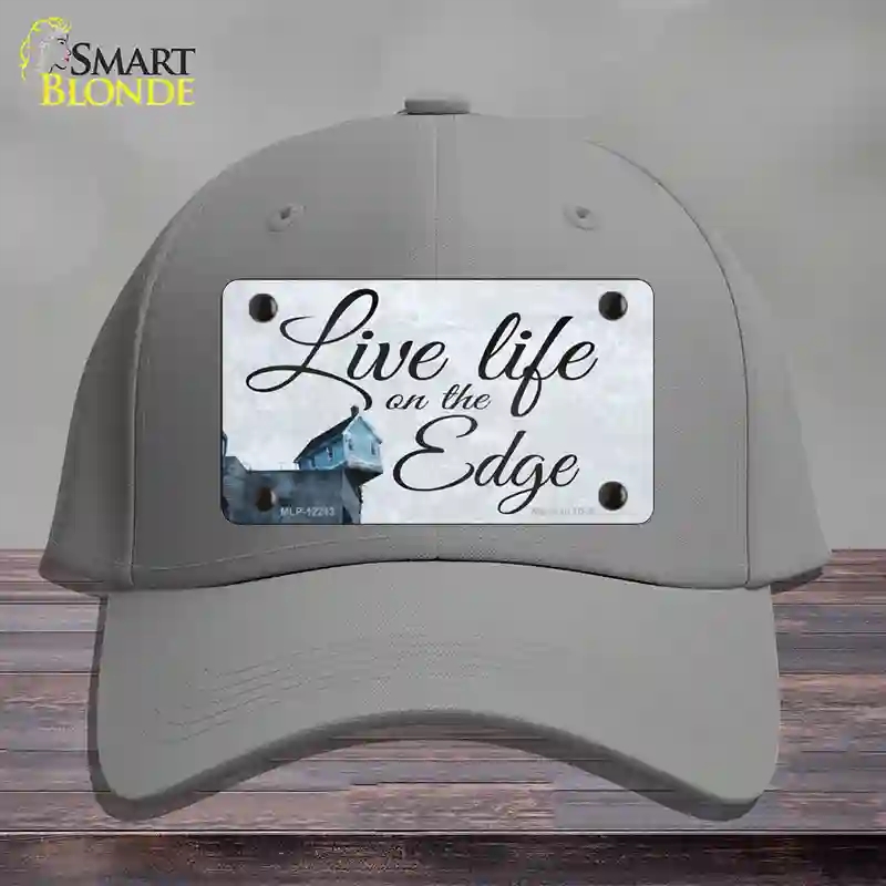 HAT23-MLP-12213 Live Life on the Edge Novelty License Plate Hat, Cotton - Gray