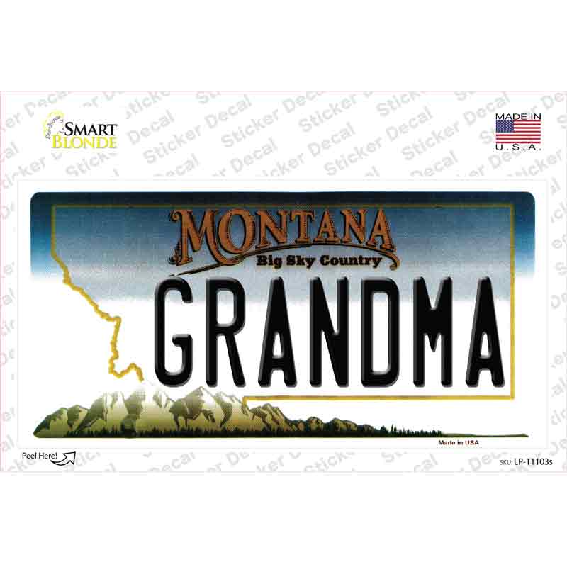 LP-11103s-M Grandma Montana State Novelty Sticker Decal, Medium