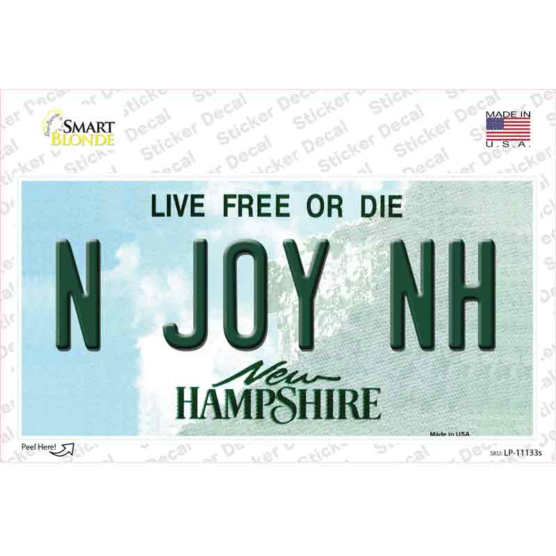 LP-11133s-M N Joy NH   Hampshire State Novelty Sticker Decal, Medium