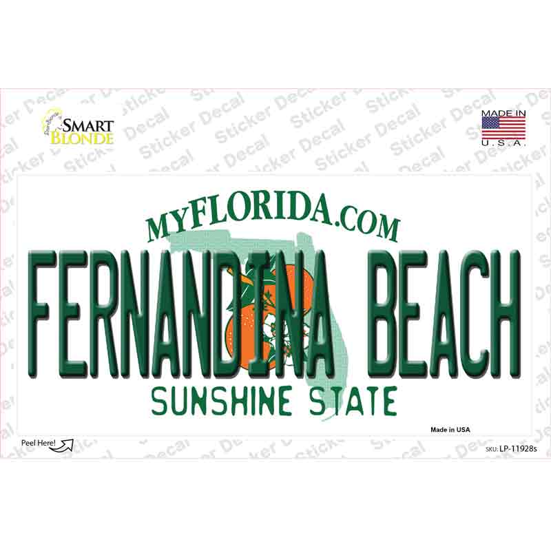 LP-11928s-M Florida Fernandina Beach Novelty Sticker Decal, Medium