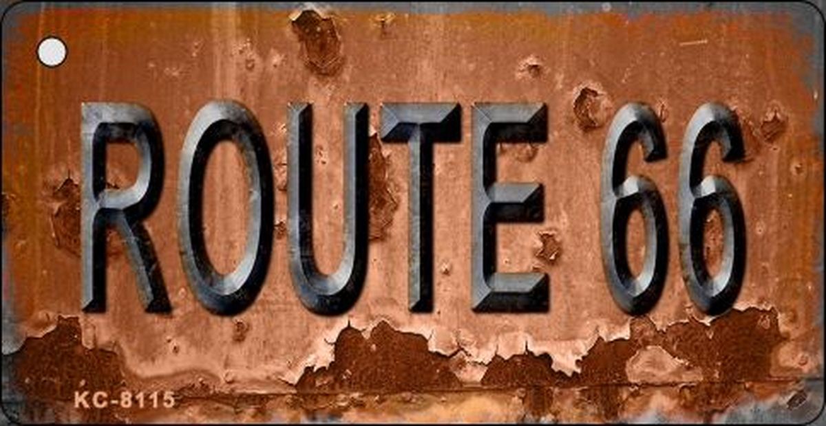 KC-8115 1.5 x 3 in. Route 66 Rusty Novelty Metal Key Chain