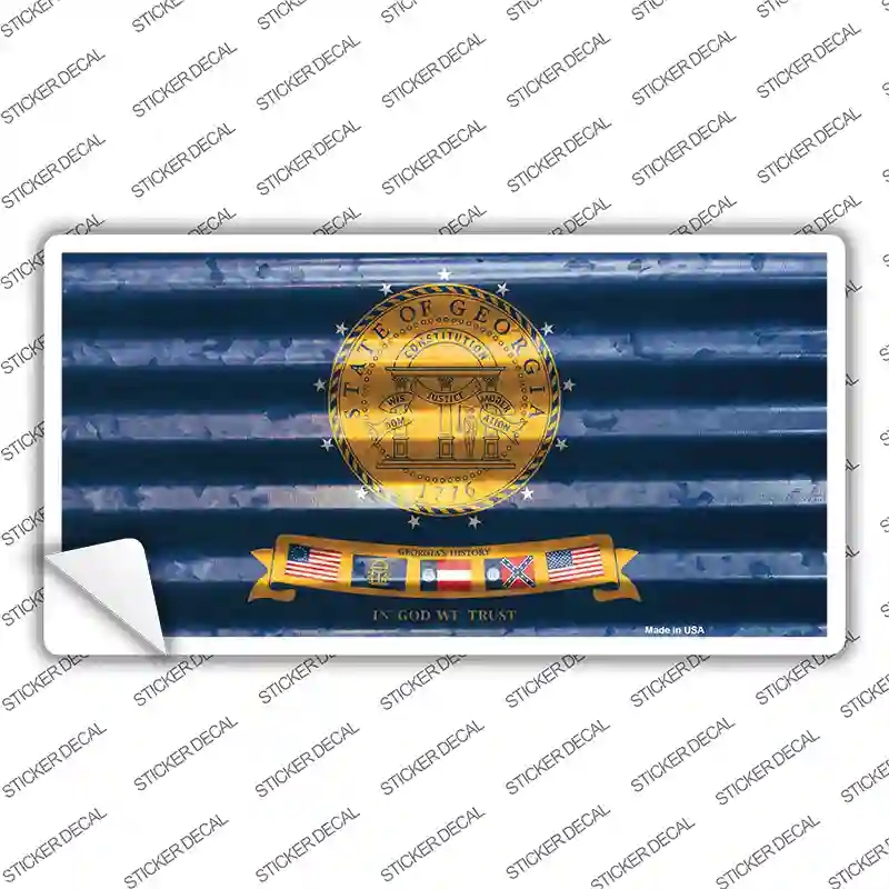 LP-11951s-S Georgia Corrugated Flag Novelty Sticker Decal, Small