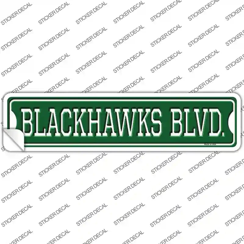 K-1053s-L Blackhawks Blvd Novelty Narrow Sticker Decal, Large