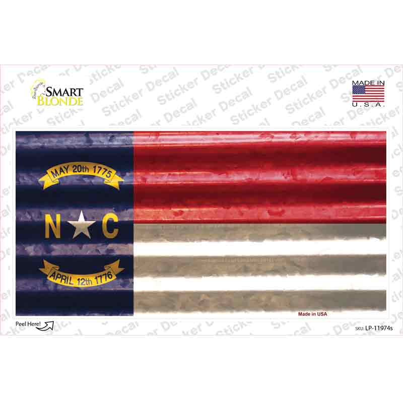 LP-11974s-M North Carolina Corrugated Flag Novelty Sticker Decal, Medium