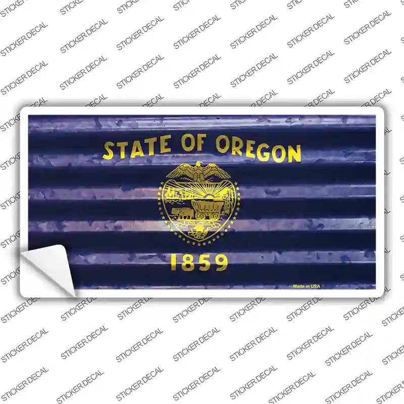 LP-11978s-S Oregon Corrugated Flag Novelty Sticker Decal, Small