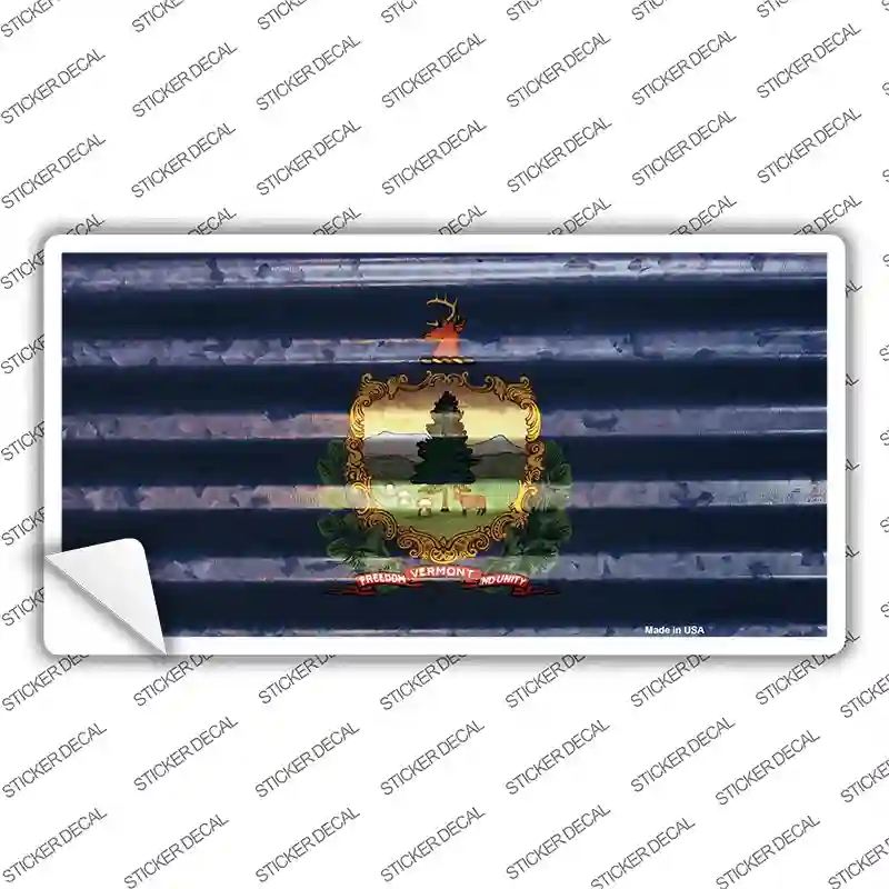 LP-11986s-L Vermont Corrugated Flag Novelty Sticker Decal, Large