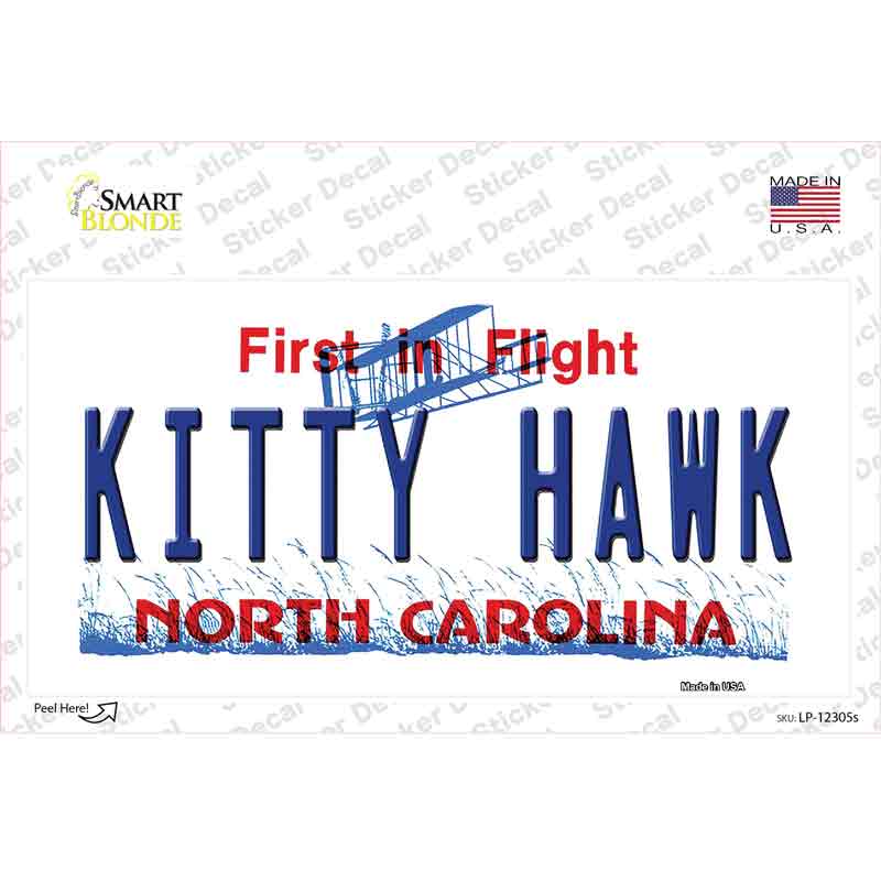 LP-12305s-M North Carolina Kitty Hawk Novelty Sticker Decal, Medium