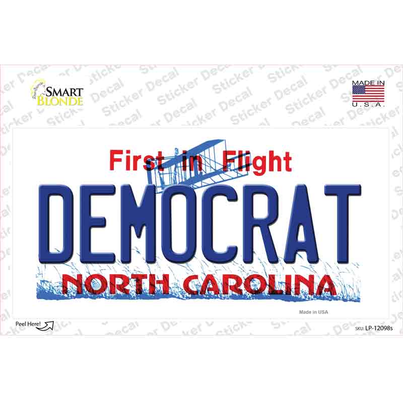 LP-12098s-M Democrat North Carolina State Novelty Sticker Decal, Medium