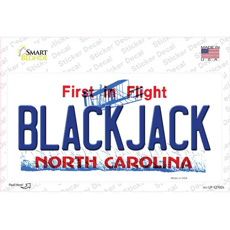 LP-12102s-M Blackjack North Carolina State Novelty Sticker Decal, Medium