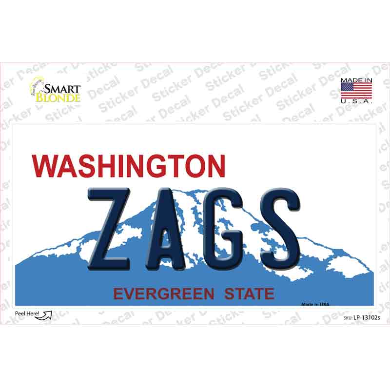 LP-13102s-M Zags Novelty Sticker Decal, Medium